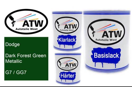 Dodge, Dark Forest Green Metallic, G7 / GG7: 1L Lackdose + 1L Klarlack + 500ml Härter - Set, von ATW Autoteile West.